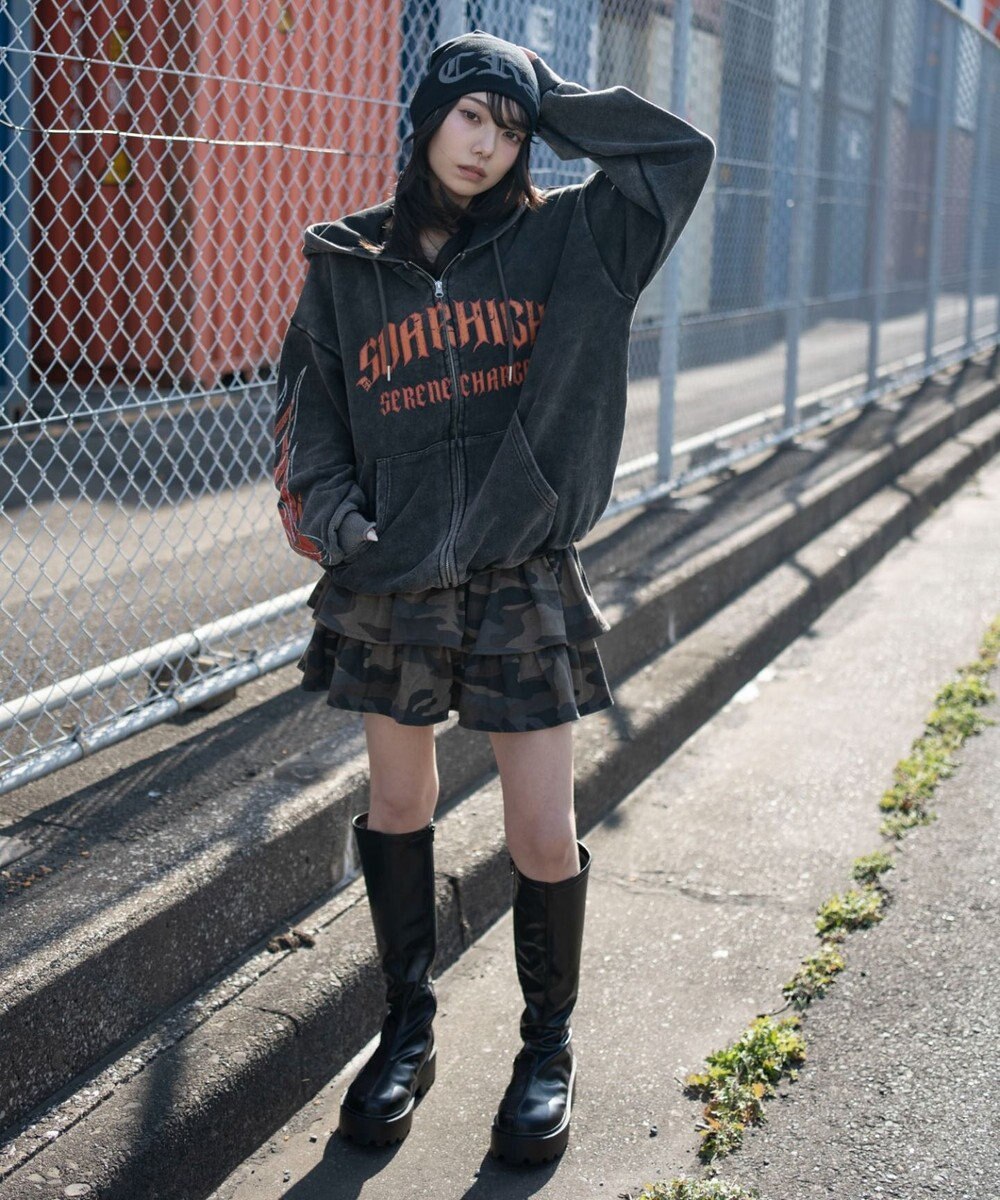 WEGO 【ユニセックス着用ITEM】ブリーチグラフィックZIPパーカー 