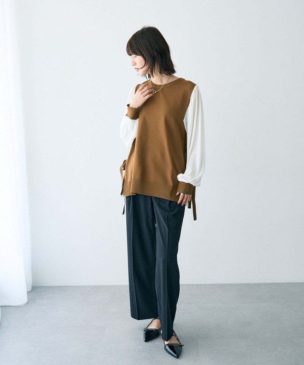 YECCA VECCA ウエストデザインワイドストレートパンツ 