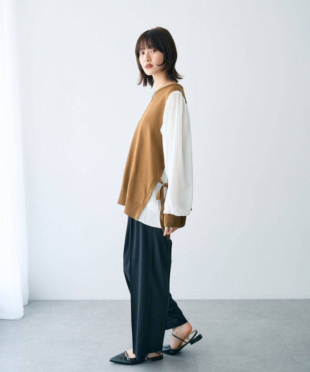 YECCA VECCA ウエストデザインワイドストレートパンツ 