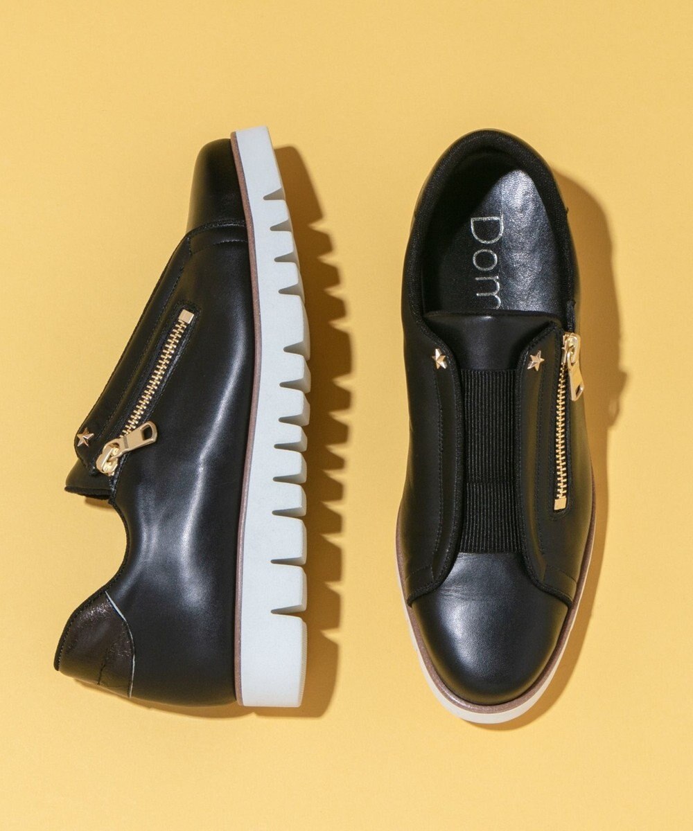 Dominic3 センターゴムサイドジップ レザースニーカー 