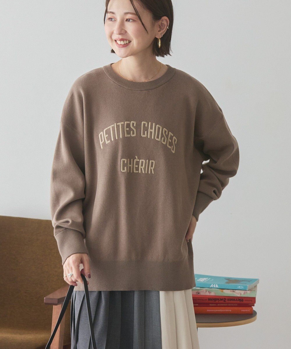 AMERICAN HOLIC コットンブレンドスウェットライクロゴニットトップス 