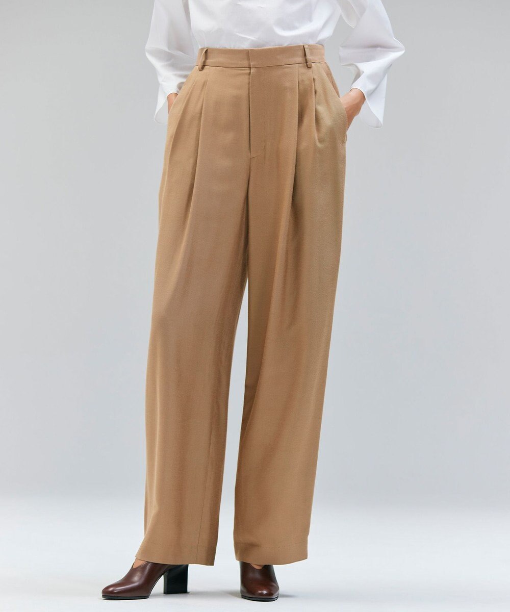 BEIGE， 【Oggi 10月号掲載】COBURN / シルク混2タックカーヴィーワイドパンツ 