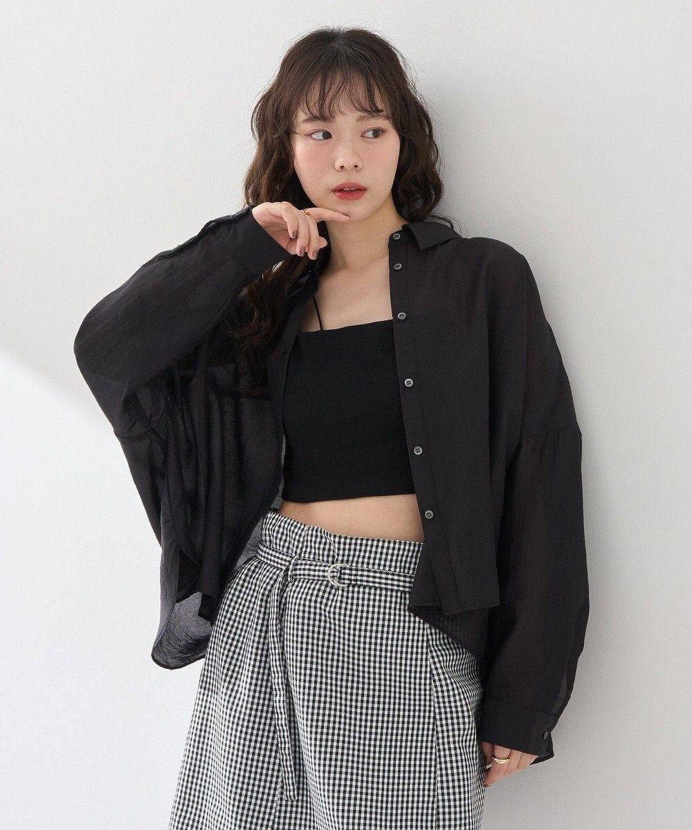 earth music&ecology ワイドシルエットシアーシャツ 