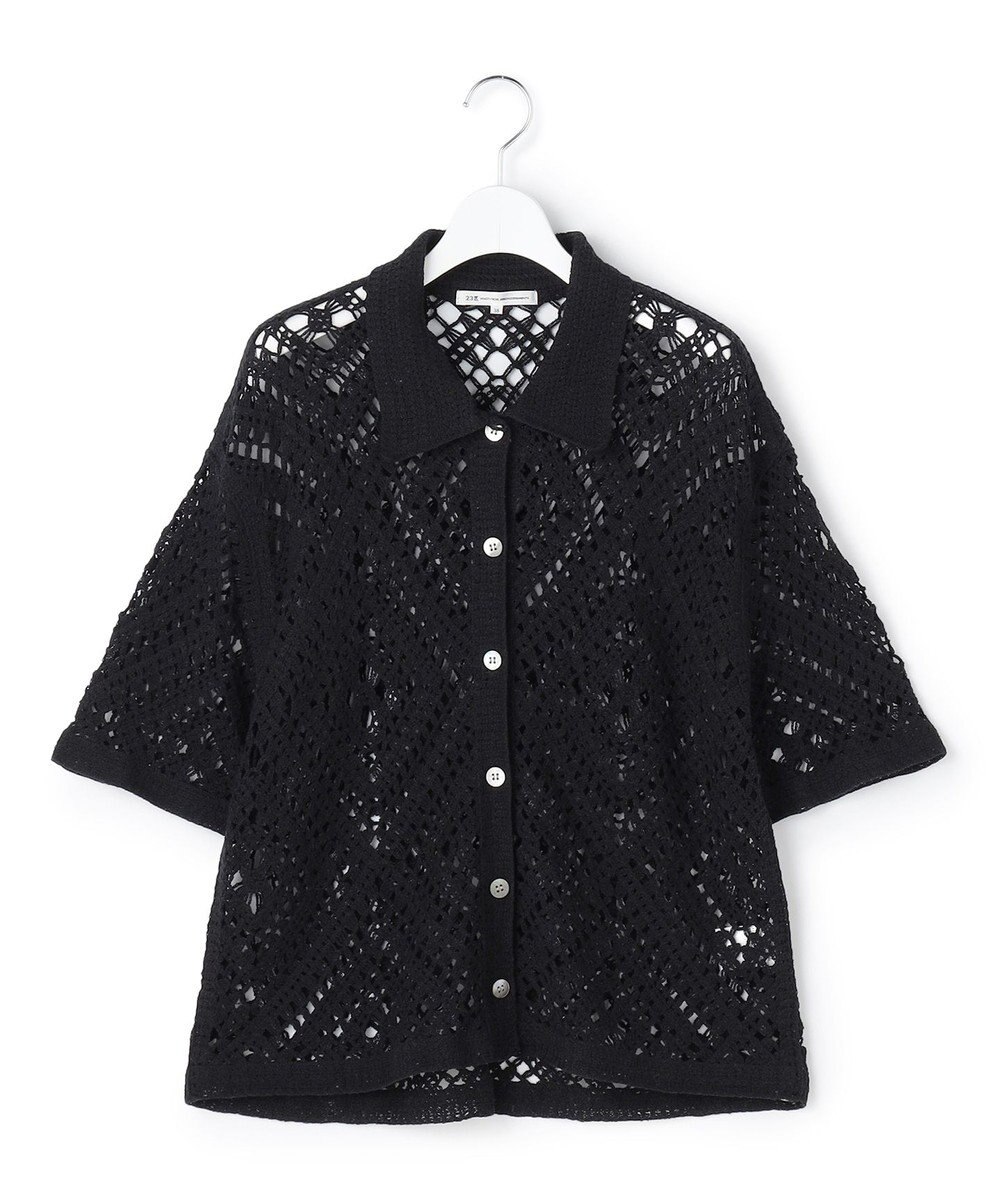 23区 【先行予約】エンブロイダリーレース ポロ ニット 