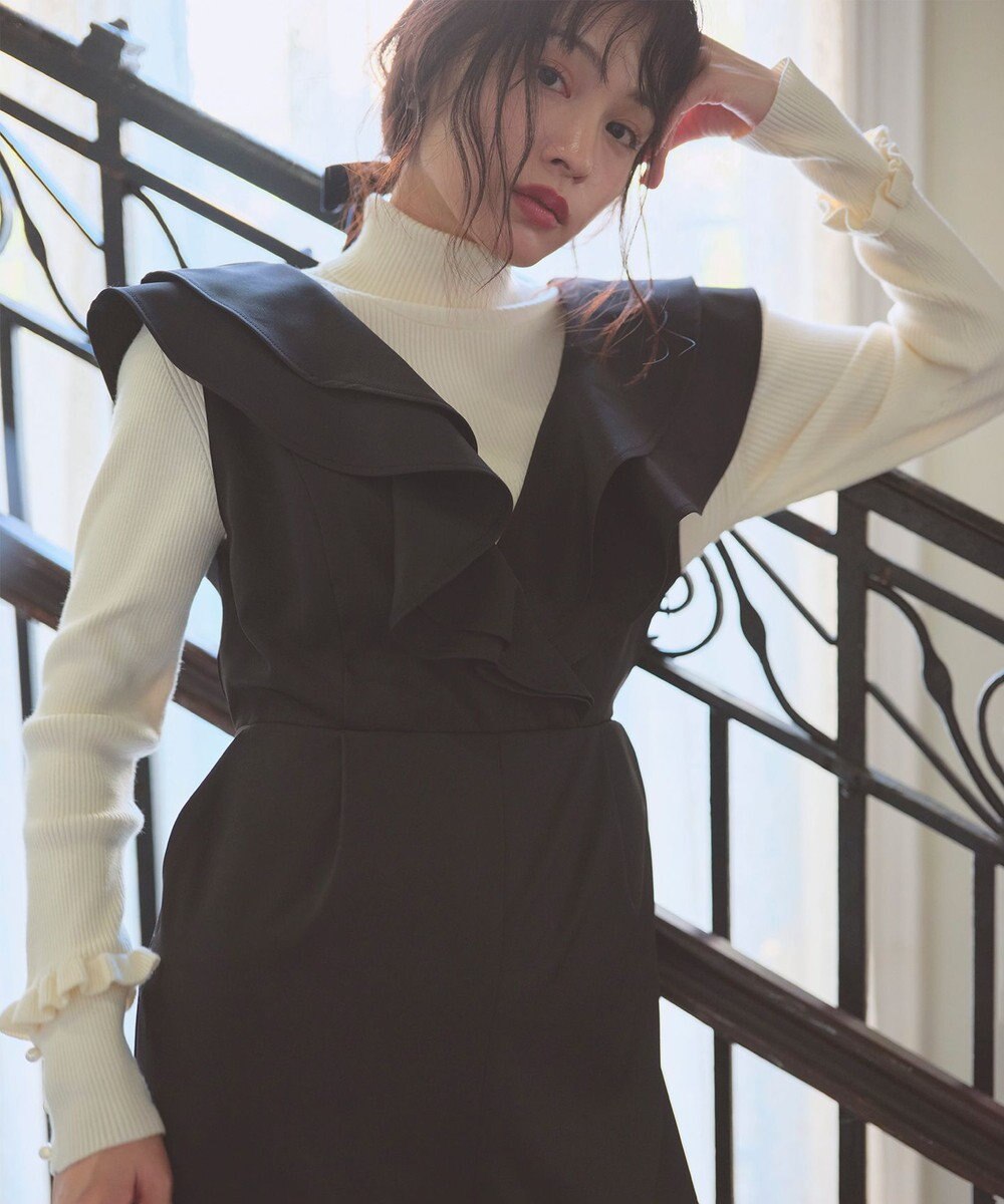 Feroux フリルデザイン サロペット パンツ 