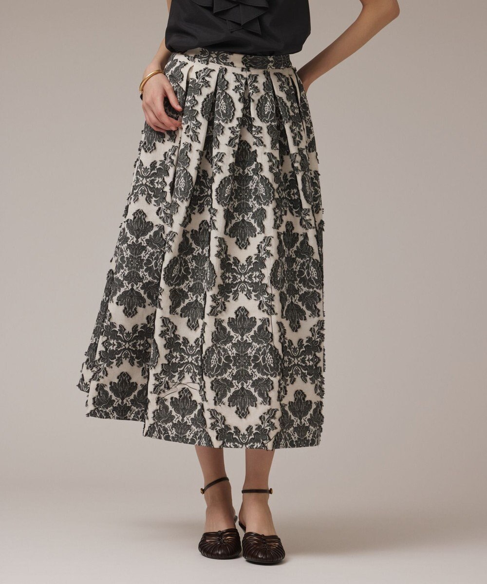 GRACE CONTINENTAL ダマスクジャガードタックスカート 
