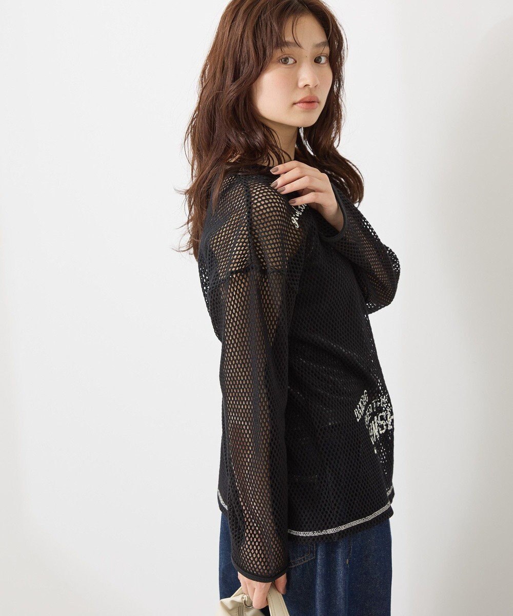 AMERICAN HOLIC 【WEB限定】ランダムロゴメッシュロングTシャツ/チュニック 