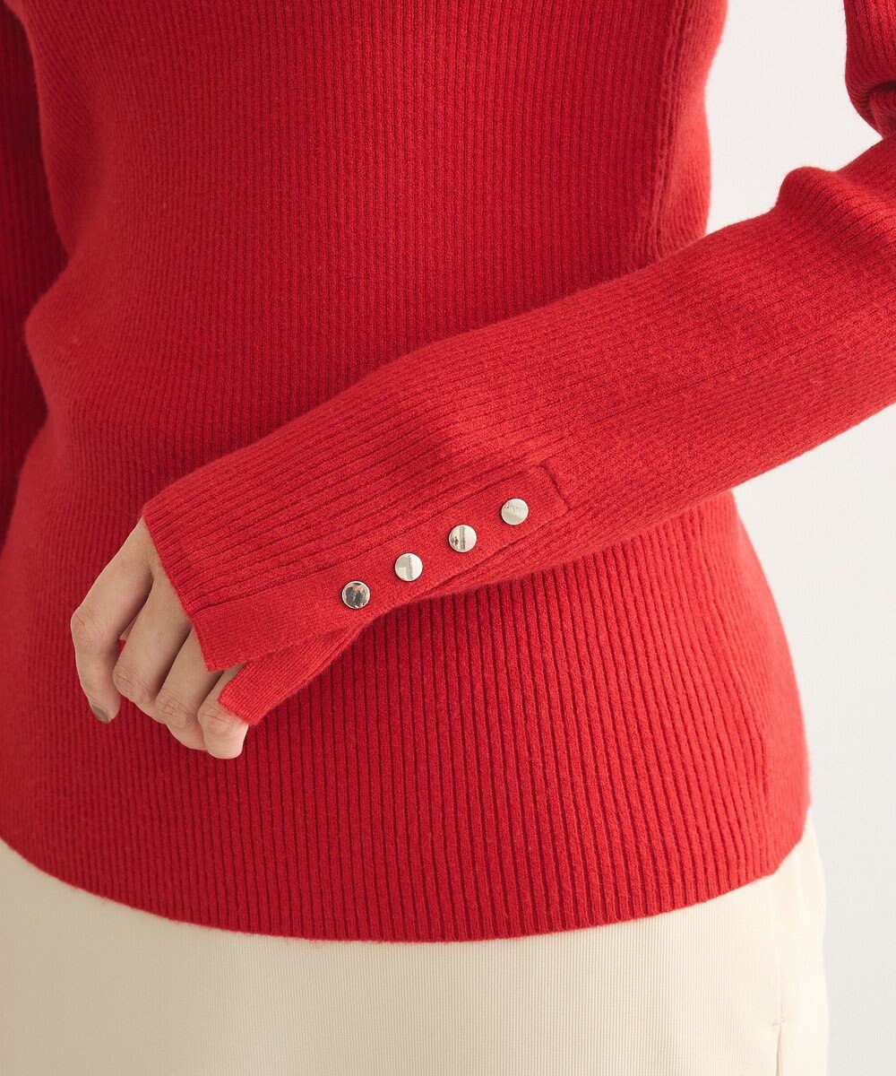 Green Parks もちやわ　袖口釦リブニットプルオーバー 