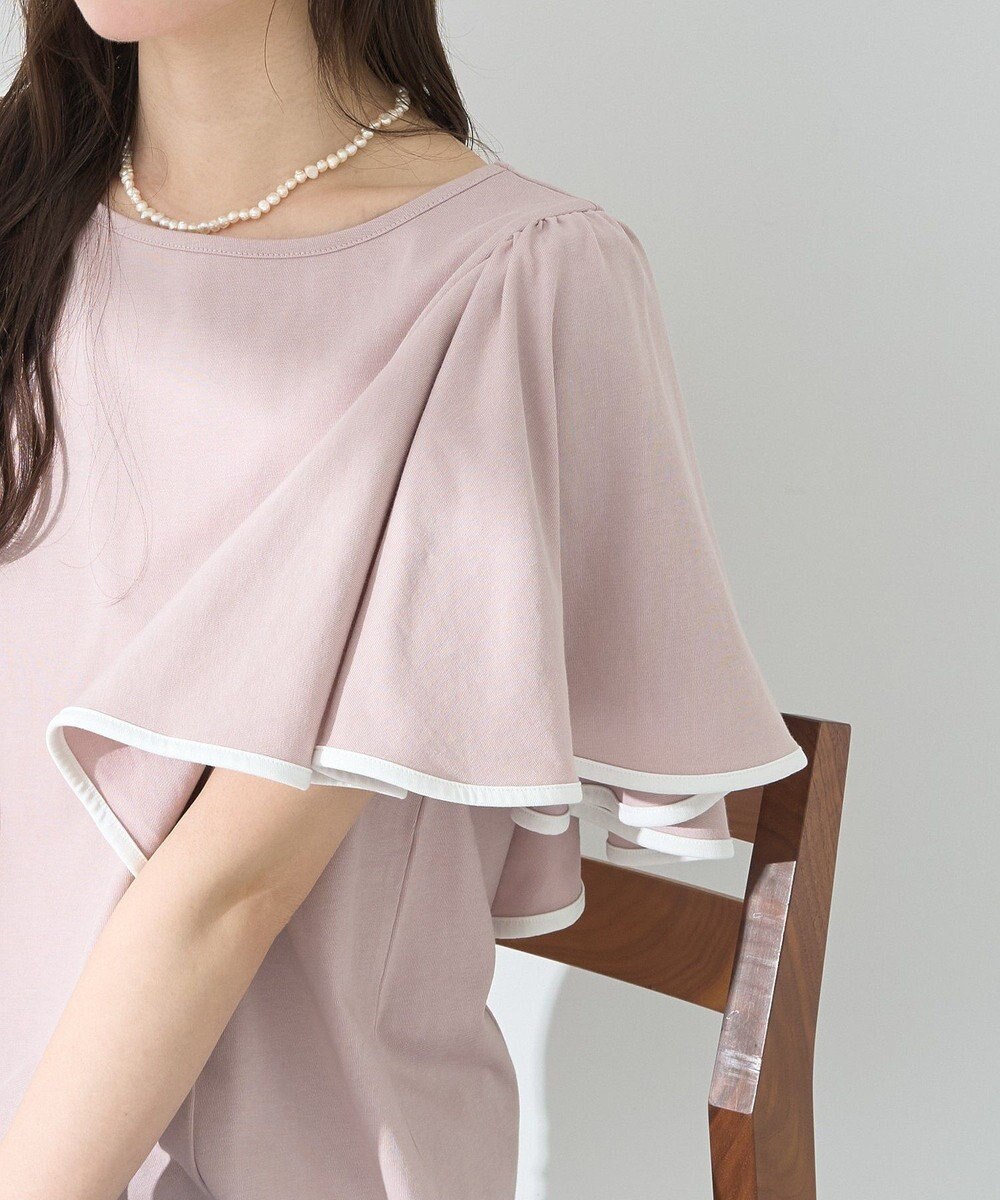 earth music&ecology 【接触冷感/洗濯機可】パイピングフレアスリーブカットソー 