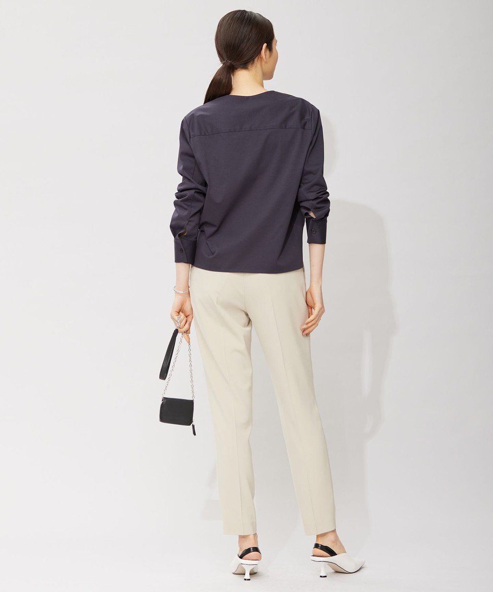 ICB L 【洗える】 ブラウスライクジャージー ヘンリーネックカットソー 