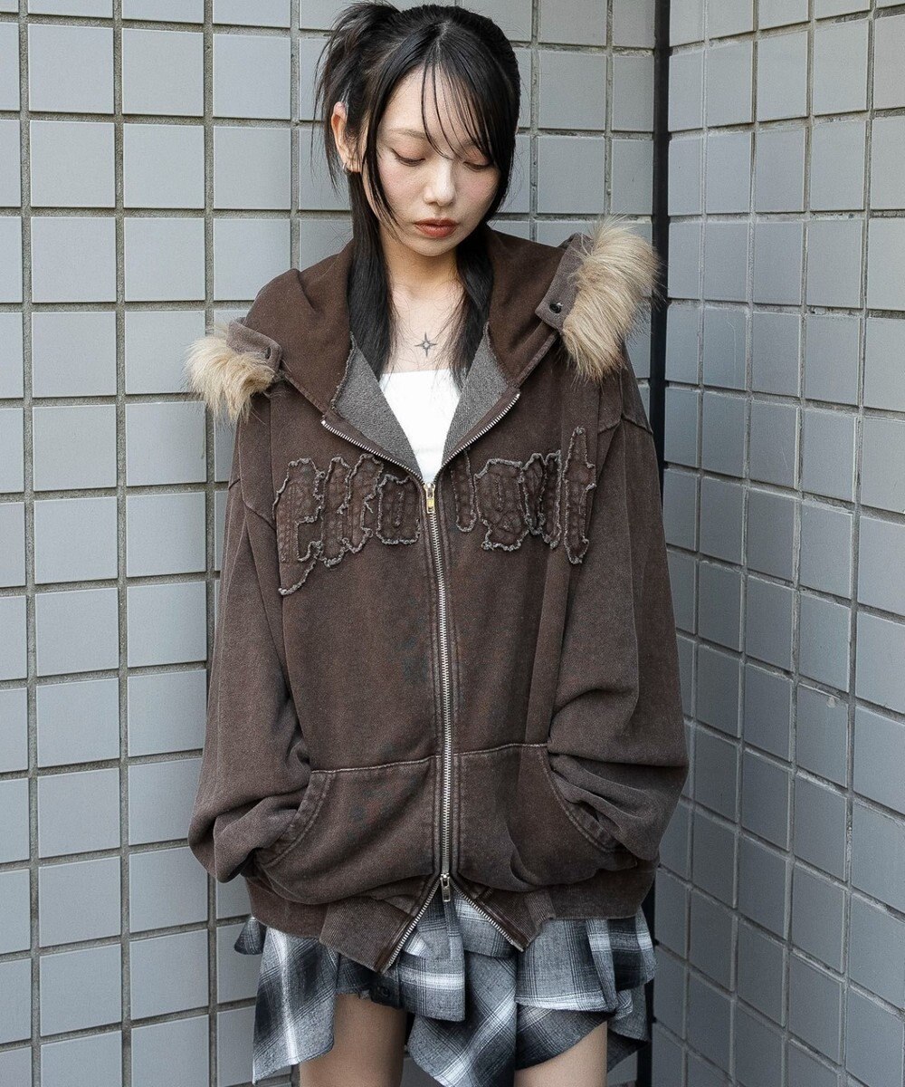 WEGO 【25年秋冬新作】ファーフードBIGZIPパーカー 