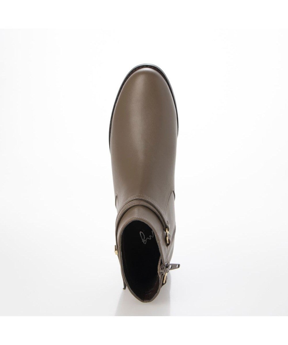 ing <ing>【撥水革】ベルトデザインフラットショートブーツ 