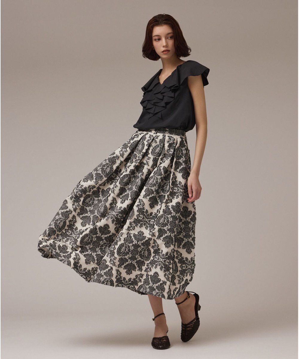 GRACE CONTINENTAL ダマスクジャガードタックスカート 