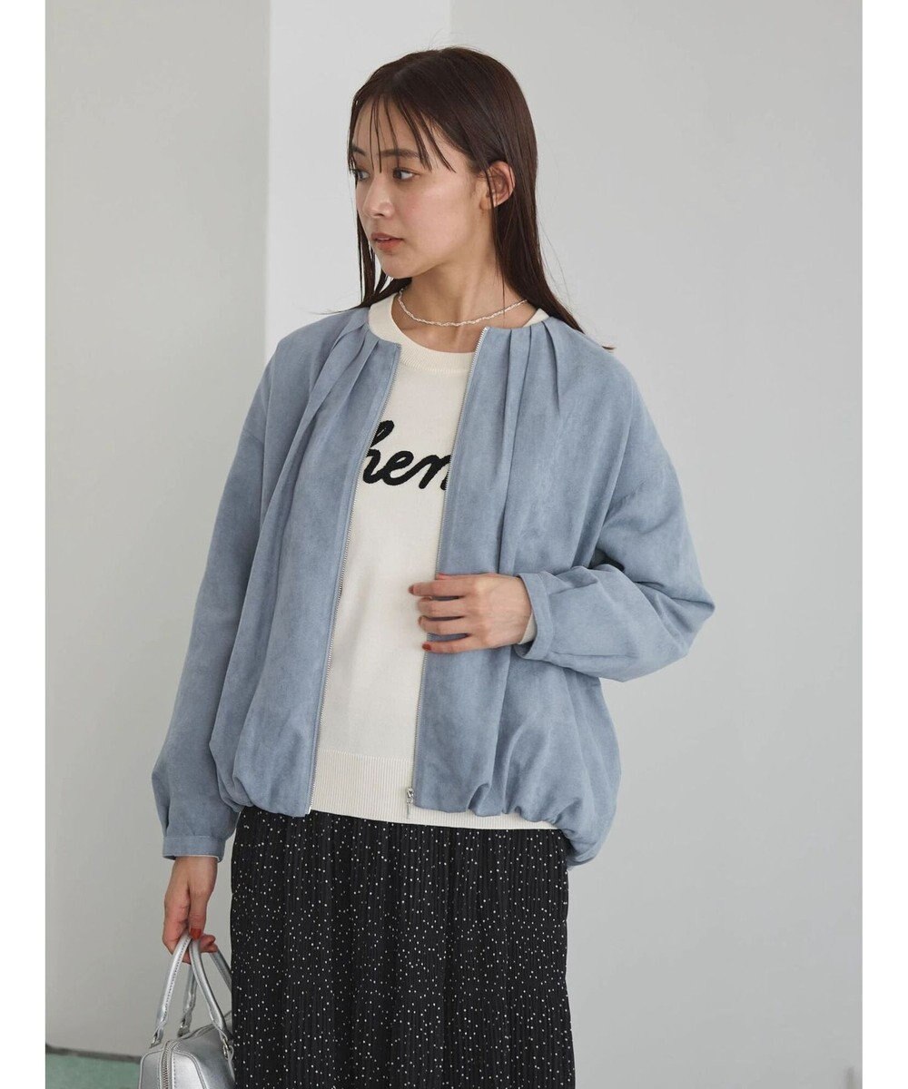 Green Parks ノーカラータックスウェード調ブルゾン 