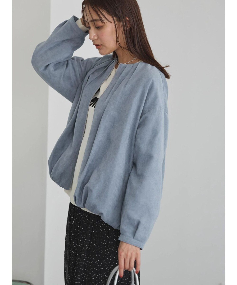 Green Parks ノーカラータックスウェード調ブルゾン 