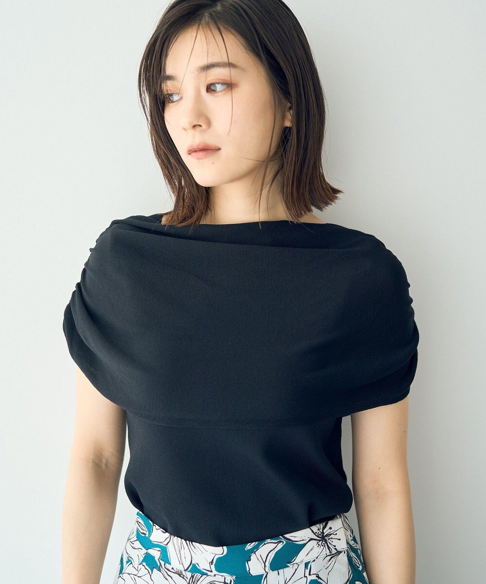 YECCA VECCA シャーリングオフショルニット 