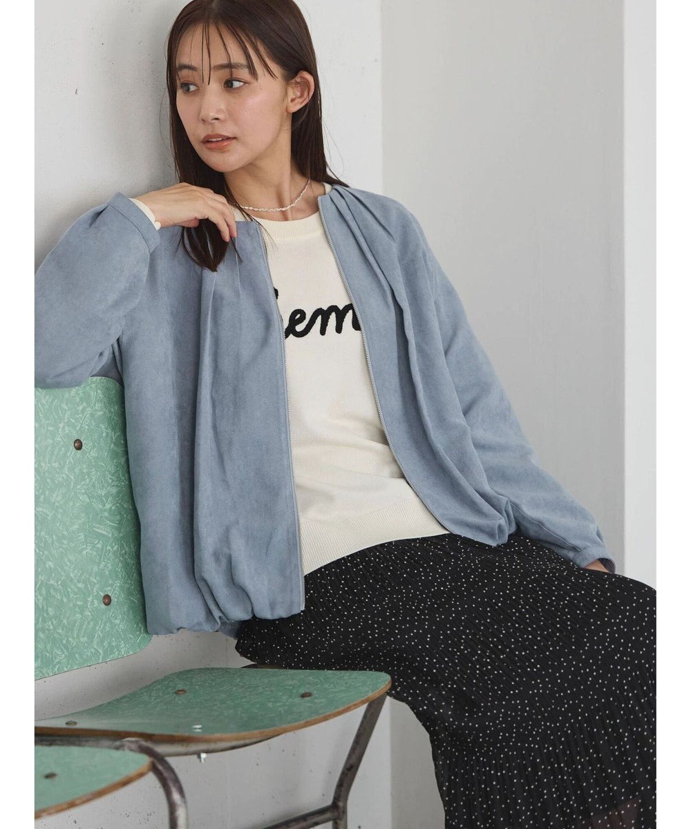 Green Parks ノーカラータックスウェード調ブルゾン 