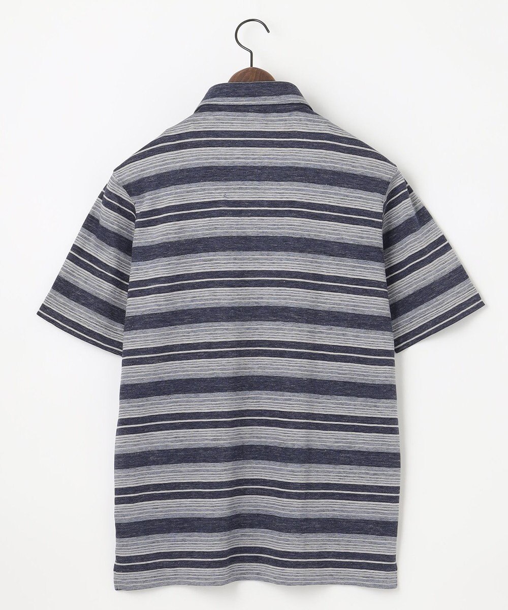 JOSEPH ABBOUD 【キングサイズ・吸水速乾】リネンマルチボーダー ポロシャツ 