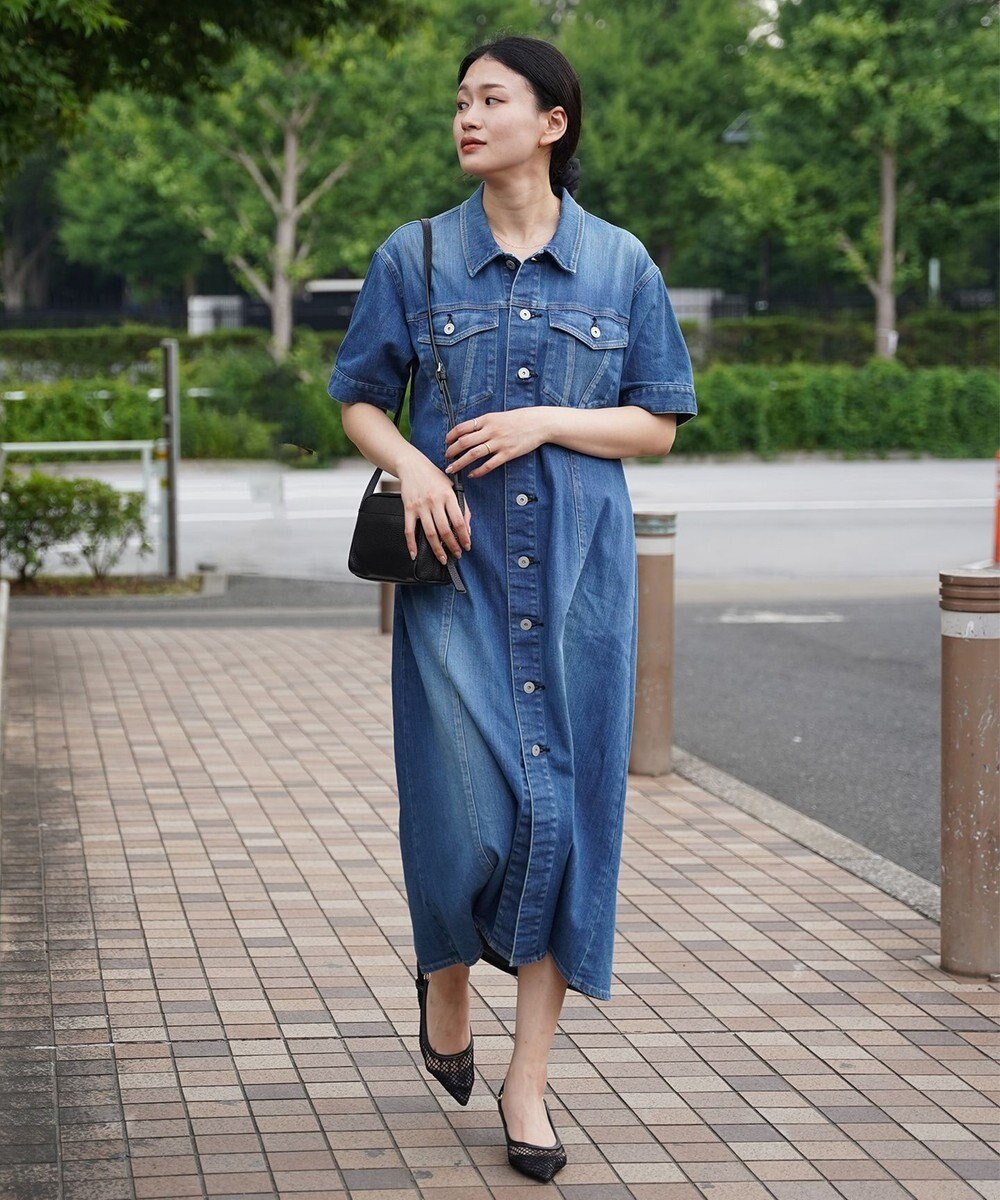 【洗える】3RD DENIM SH DRESS デニムシャツワンピース, INDIGO, FREE