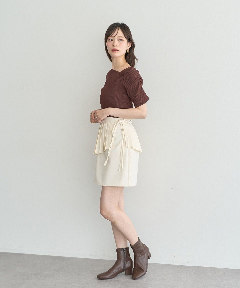 earth music&ecology アシメネックリブニットプルオーバー 