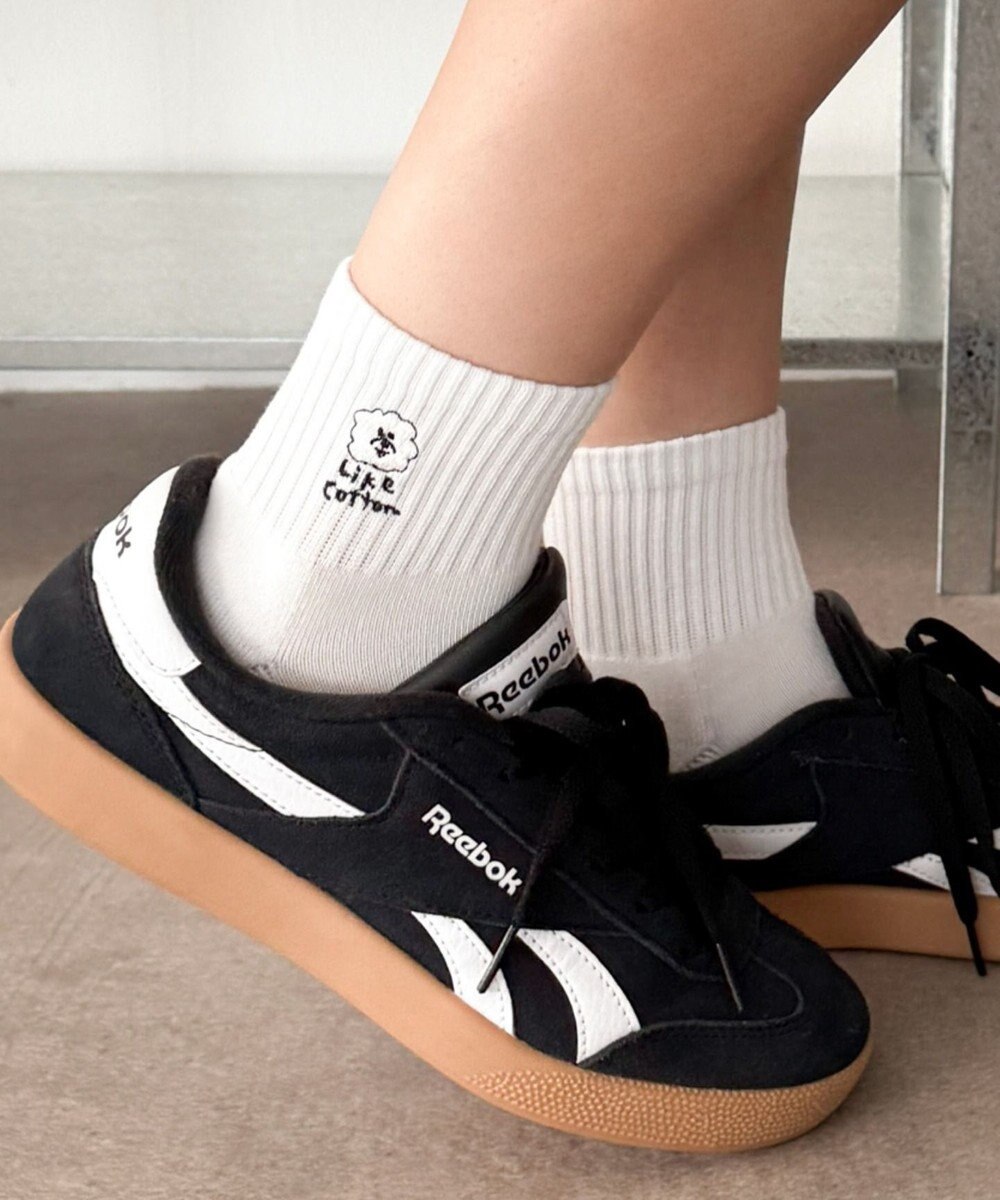 WEGO 手描き風刺繍アンクルパイルソックス 