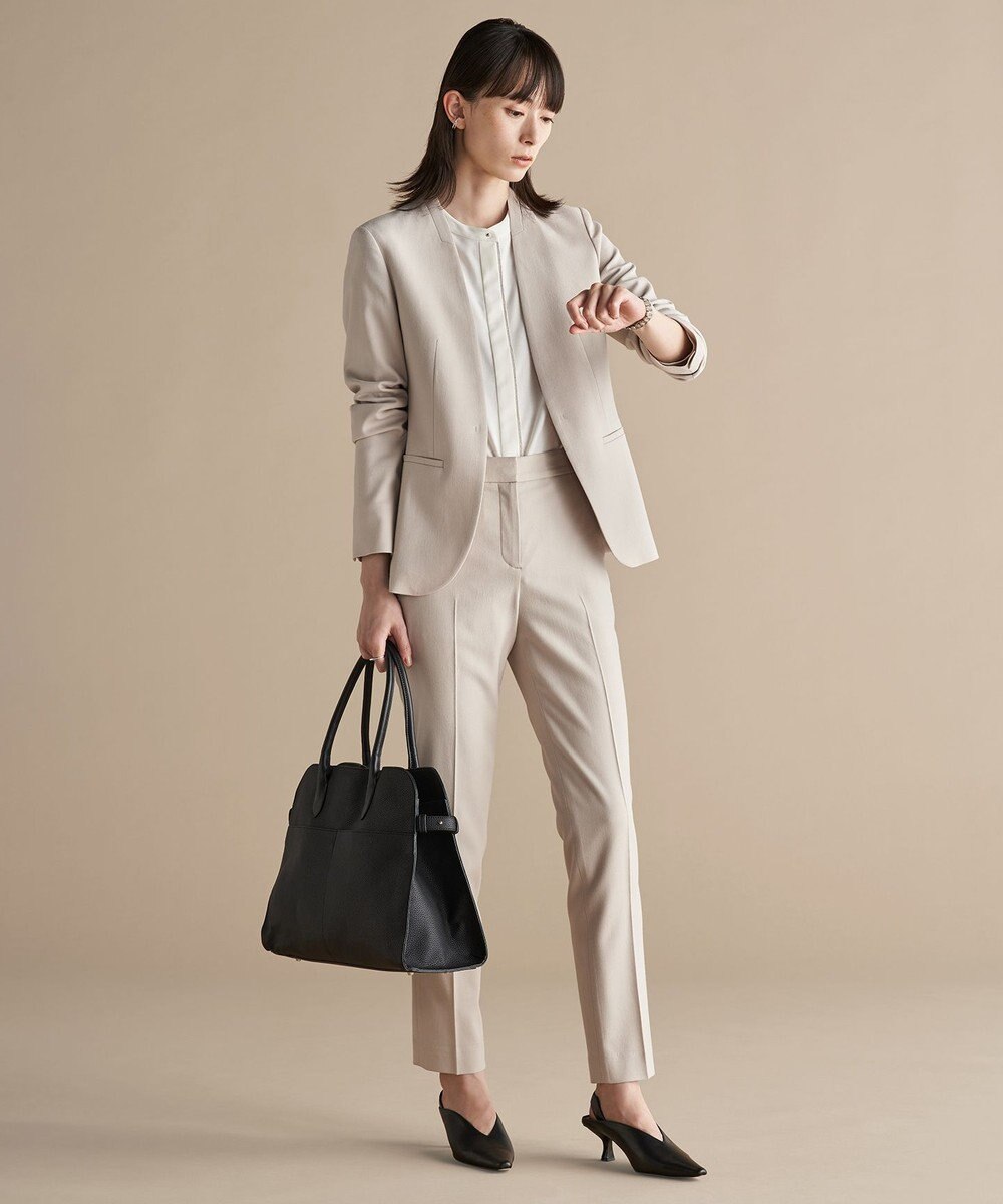 ICB L 【洗える】コンパクトモクロディ バンドカラーカットソー 