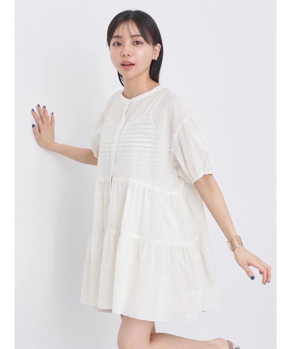 earth music&ecology 綿ローンティアードチュニック 