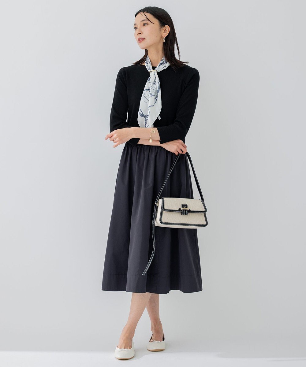 23区 【洗える】ハイカウントライトタフタ ドッキング ワンピース 