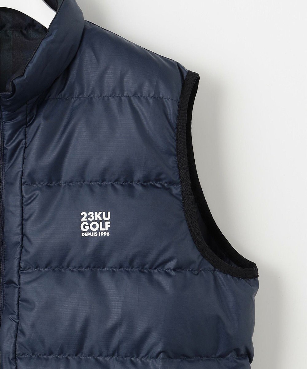 23区GOLF 【MEN】無地×チェック リバーシブル ダウンベスト 