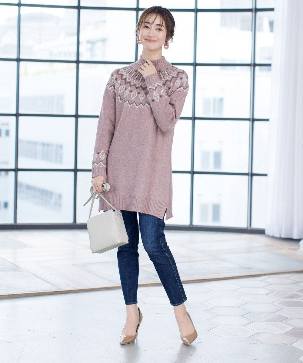 Tiaclasse L 【洗える】ノルディック柄ニットチュニック 