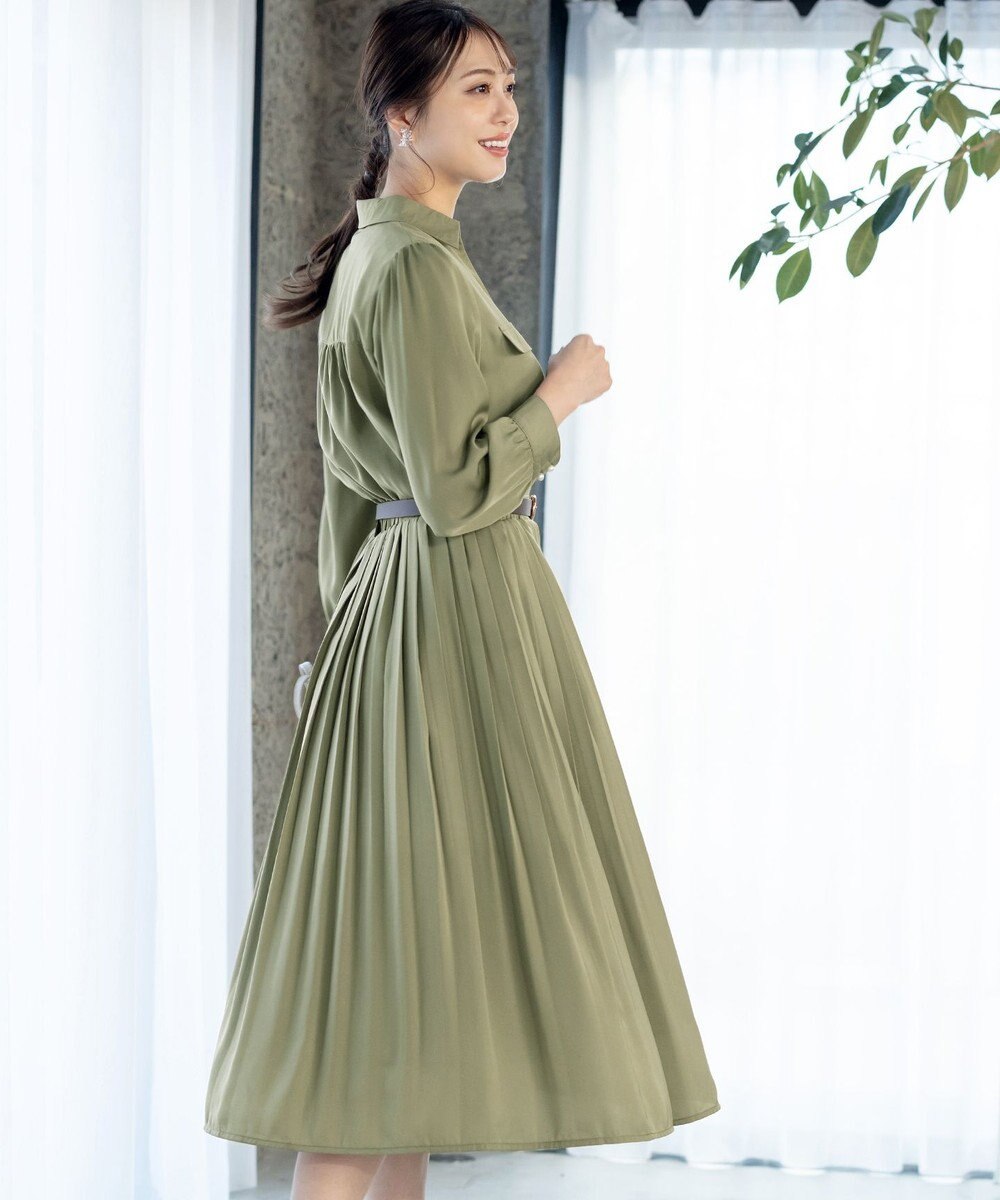 Tiaclasse 【洗える】ヴィンテージサテンシャツワンピース 