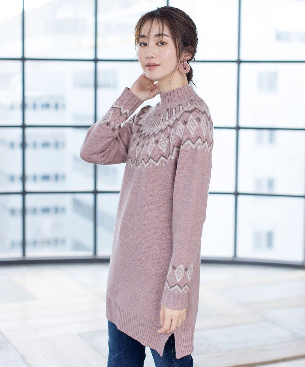 Tiaclasse L 【洗える】ノルディック柄ニットチュニック 