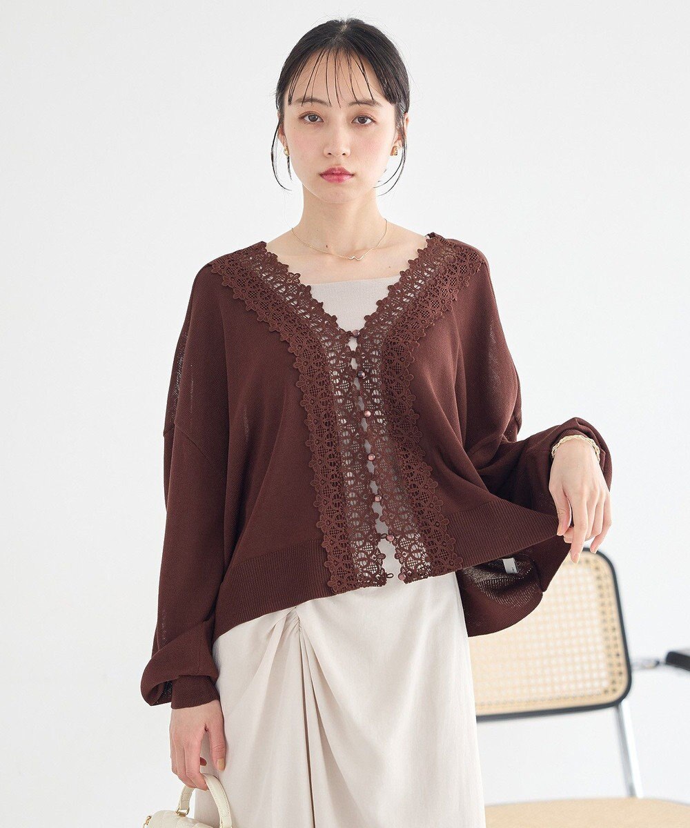 earth music&ecology 【2WAY】レーストリムシアーニットカーディガン 