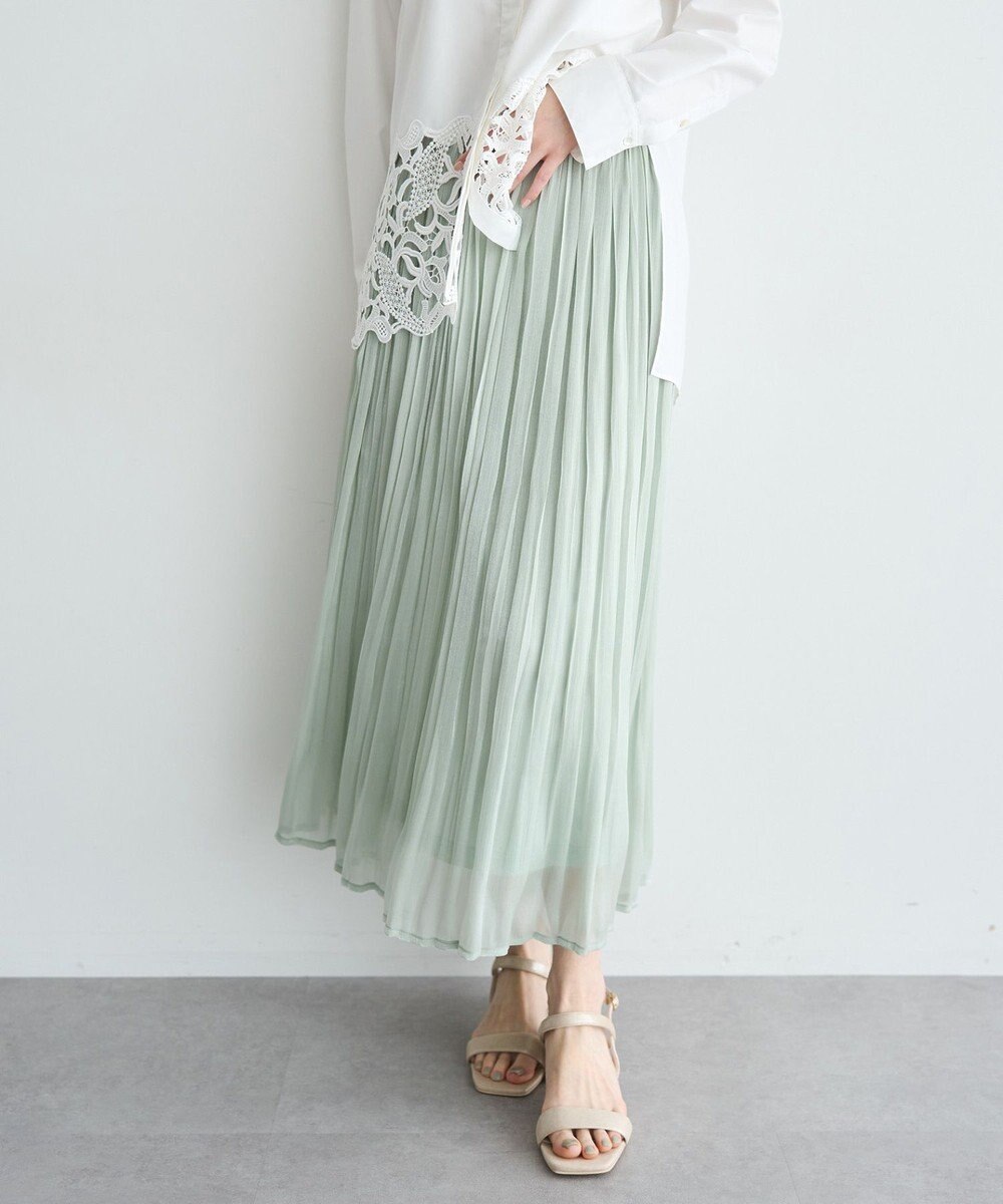 YECCA VECCA シャイニーサテンプリーツスカート 