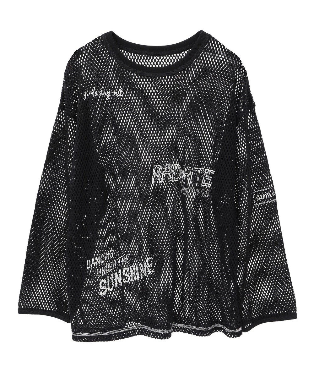 AMERICAN HOLIC 【WEB限定】ランダムロゴメッシュロングTシャツ/チュニック 