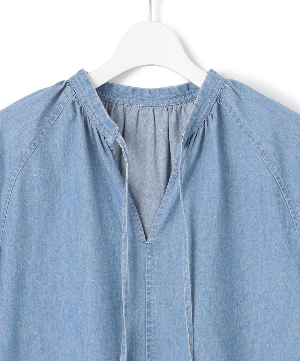 23区 【洗える】ライトダンガリー サマー スキッパーブラウス 