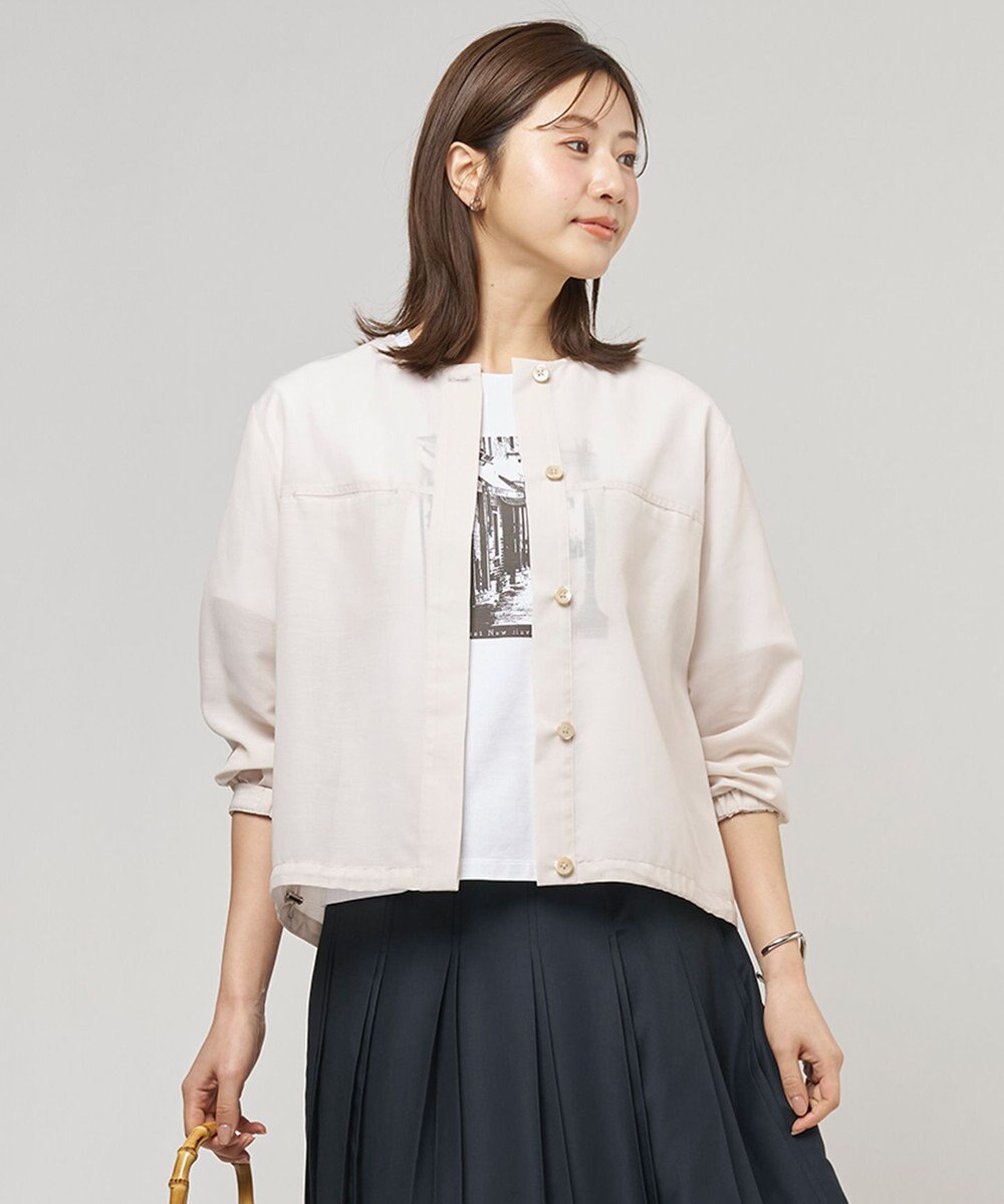 J.PRESS LADIES L Pe リネン シアー スラブ ノーカラー ブルゾン 