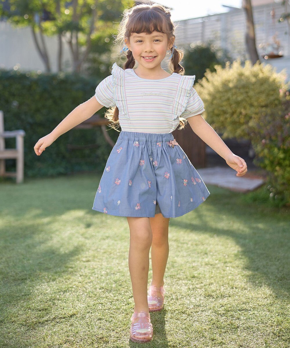 ANY KIDS オン・オフショルダー ボーダー Tシャツ 