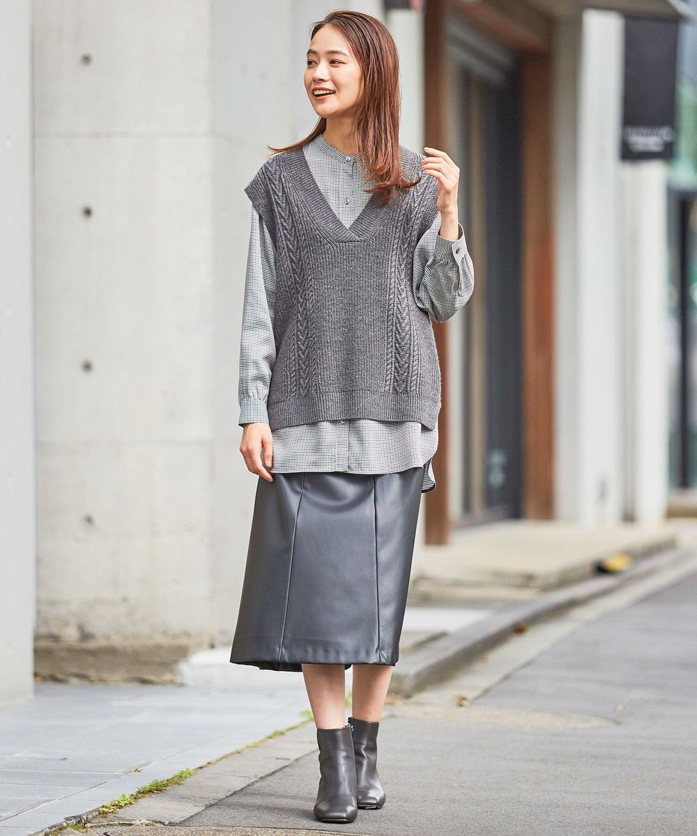 J.PRESS LADIES 【WEB限定・洗える】BARTOLOZZI ポリエステルレザーII スカート 