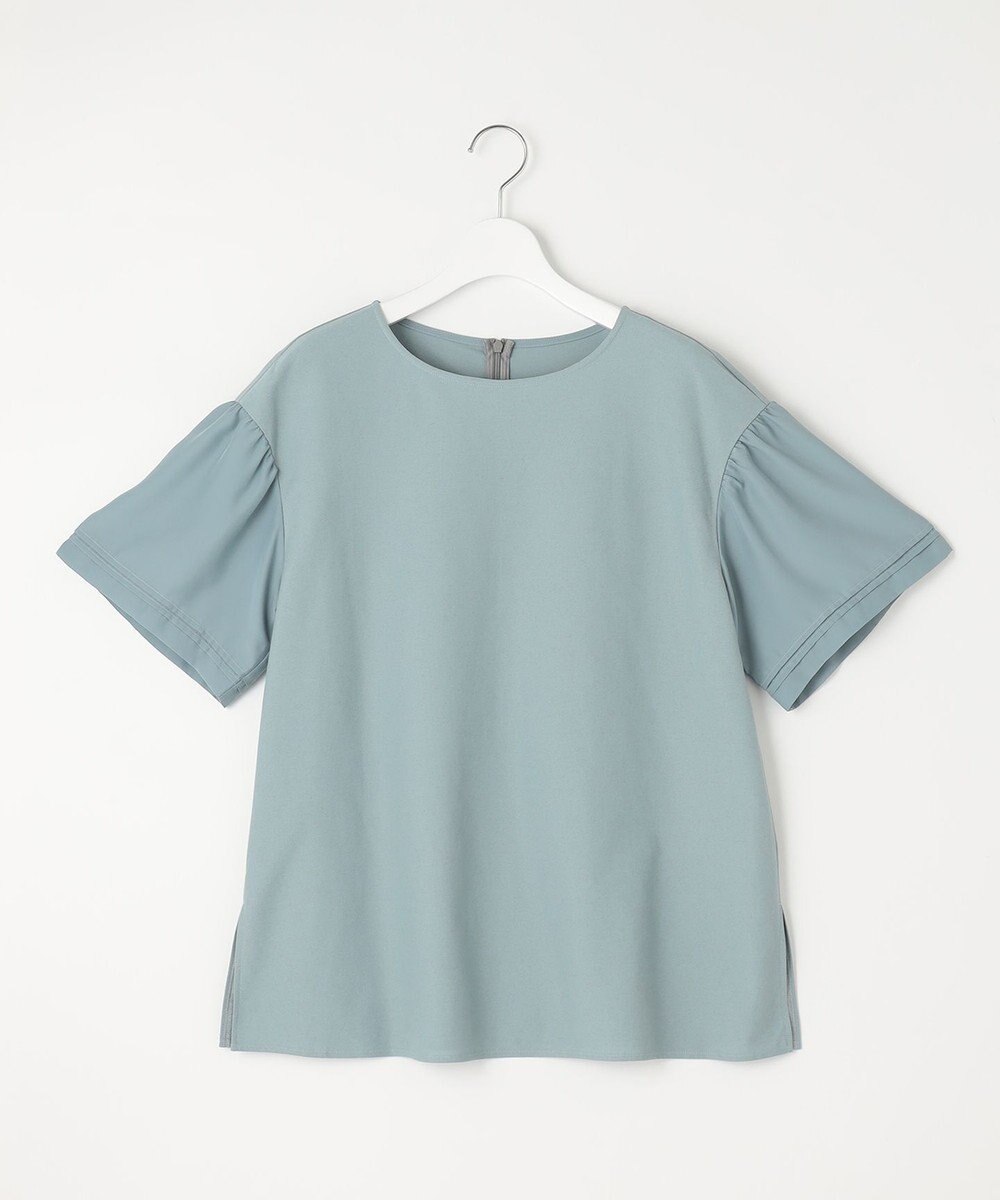 自由区 【WEB限定カラーあり】【UVカット・吸水速乾・洗える】ツイストプレーンラッフルスリーブ カットソー 