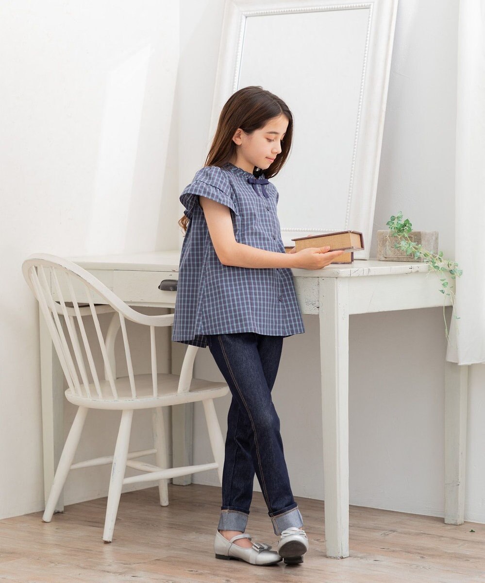 組曲 KIDS 【150-160㎝】チェックラッフル ブラウス 