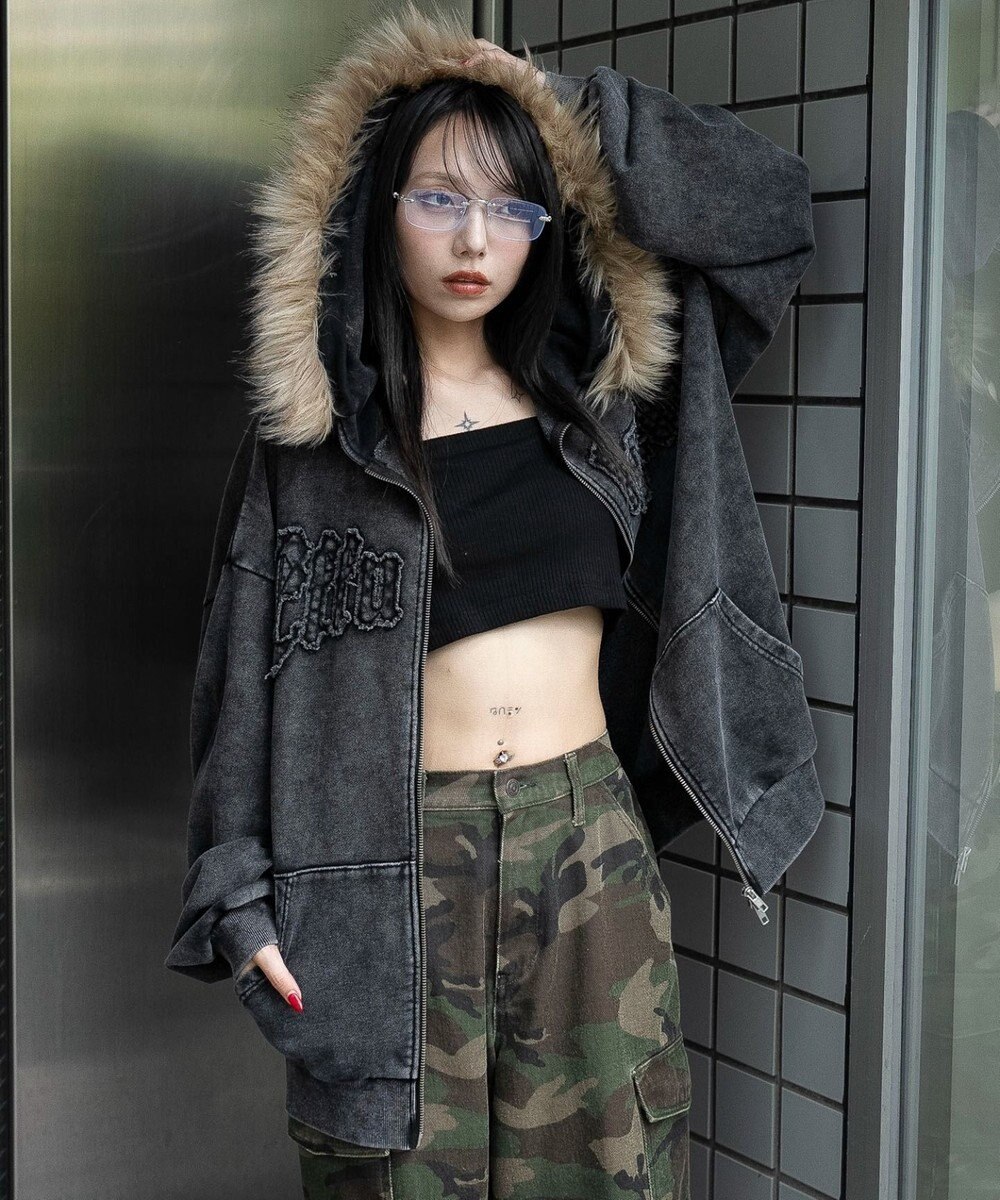 WEGO 【25年秋冬新作】ファーフードBIGZIPパーカー 