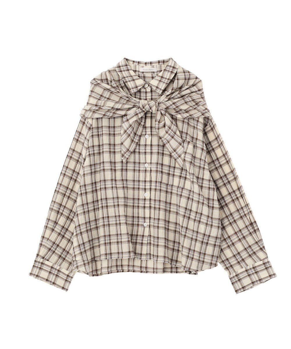 Green Parks スカーフ付チェックシャツ 
