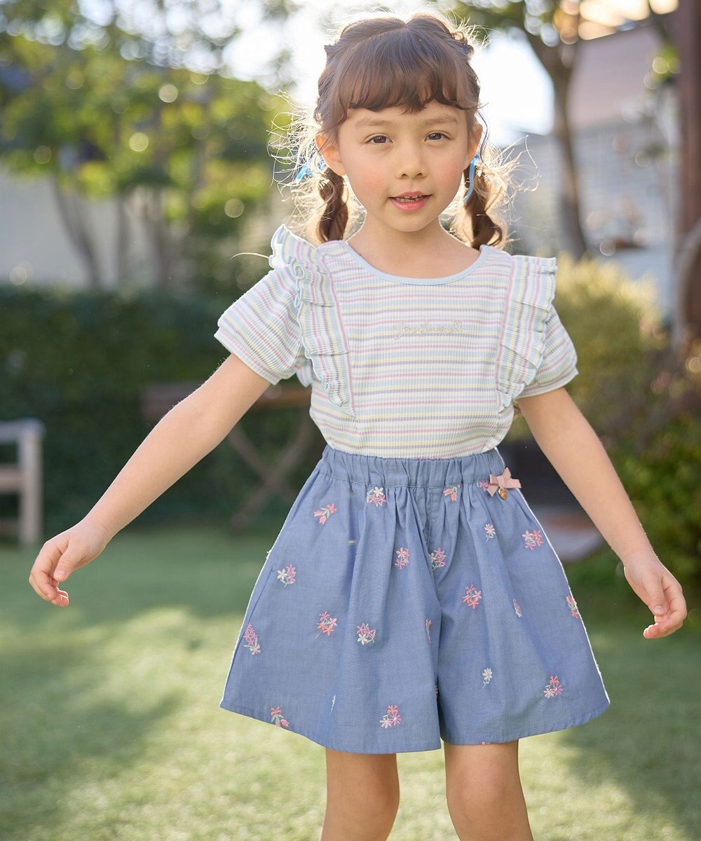 ANY KIDS オン・オフショルダー ボーダー Tシャツ 