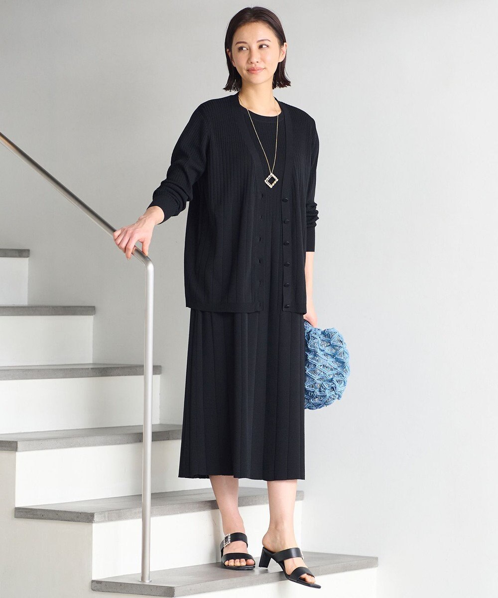 自由区 【洗える】ハイツイストコットンアセテート ニットワンピース 