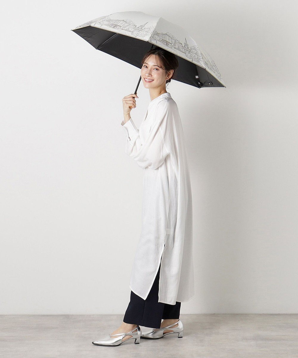 MOONBAT 【遮光100%/収納バッグ付き】SOLFEGE MODE  晴雨兼用 折りたたみ日傘 街並プリント 