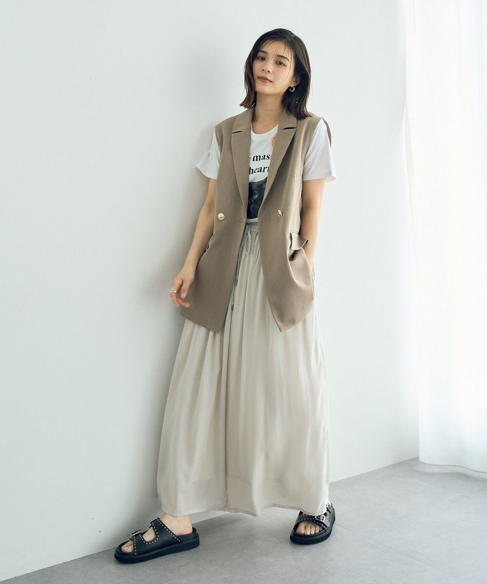 YECCA VECCA シルキータックワイドパンツ 