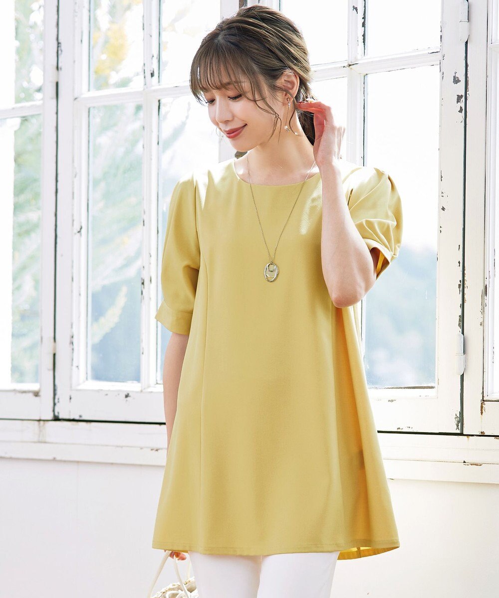 Tiaclasse 【洗える】パフスリーブチュニックブラウス 