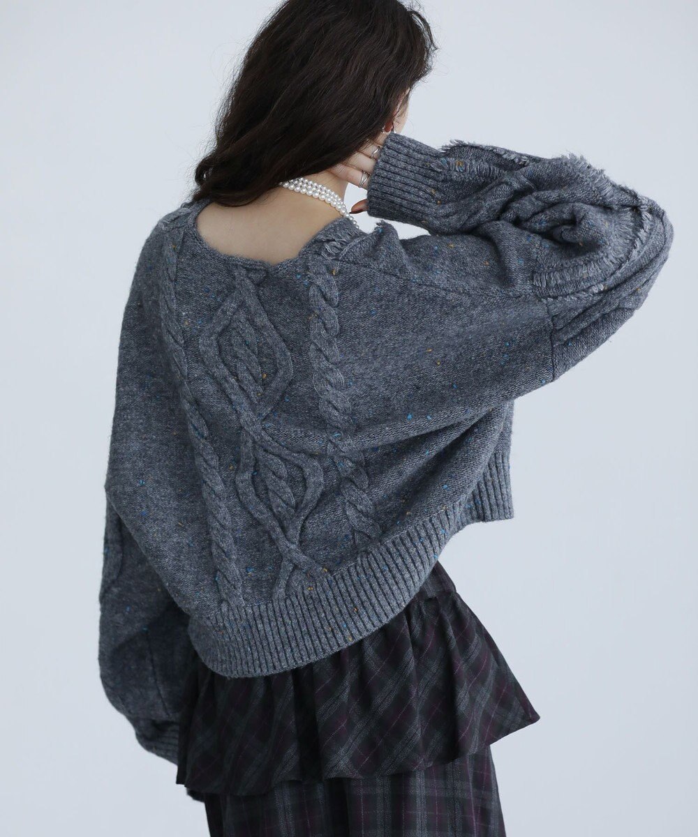 Green Parks ■ＥＳＣＡＲ　フリンジケーブルポップコーンニット 