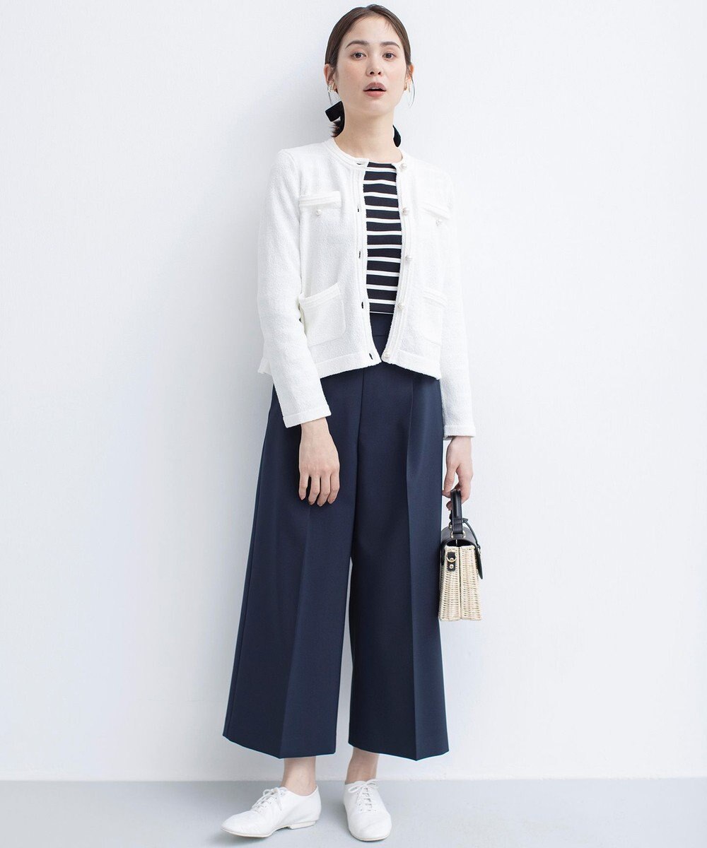 組曲 【ストレッチ・長袖】コットンフライス バスクTシャツ 